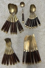 Vintage 32 Piece Brass & Teak