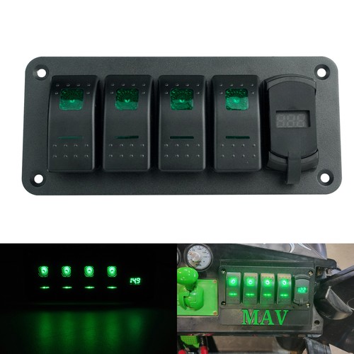 Gang led green - 4, rocker