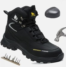 Men's Steel Toe Work Boots Waterproof Safety Shoes Anti-Puncture Workwear Shoes