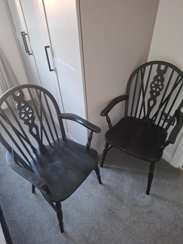 Wooden windsor dining chairs - 2,