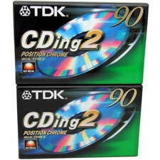 TDK CDING2 90 Min - 2 PACK - Blank Type II Chrome Cassette Tapes - New & Sealed
