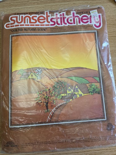 Vintage sunset stitchery - vintage,