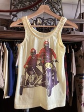 Vintage Yellow Tank Top 1970s Dirt Bike Motorcycle Sidecar Racing Shirt Rare