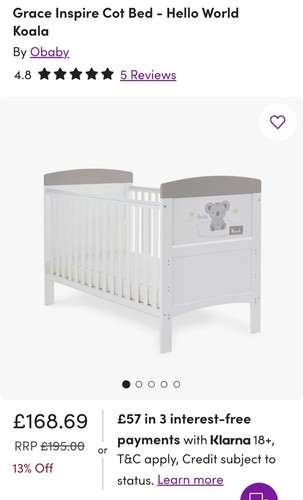 Obaby grace inspire cot - grace,
