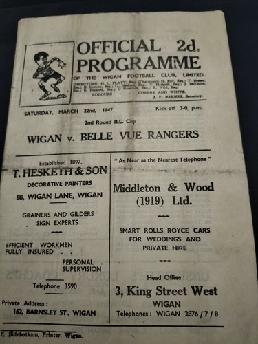 Vintage rugby league programme - rugby,