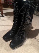 Patent Heel  Boots Lace Up /