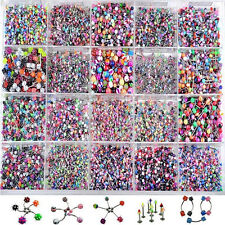 Lot 110 PCS Body Piercing Eyebrow Navel Belly Tongue Lip Bar Ring Mixed Colors