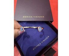 Monica vinader Rose gold plated Siren thin cuff kyanite bangle medium new❤️💕