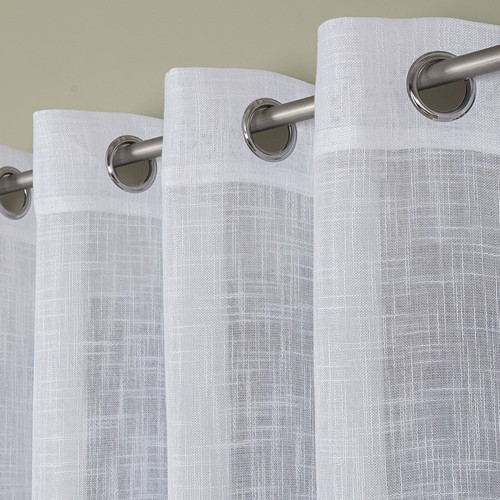 Luxury white linen look sheer - white,