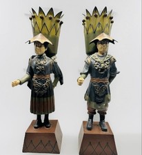 Tole Chinoiserie Figures Man & Lady Hand Painted 13.25”