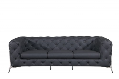 Dark gray italian leather - gray,