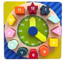 Bee Smart Wooden Teaching Clock & Shape Sorter Puzzle Educational Toys