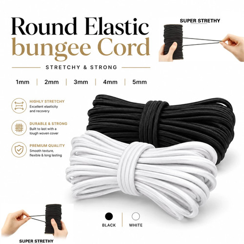 Round elastic cord - round, 2mm
