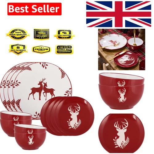 Piece red stoneware dinner - 12,