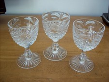 3 X STUNNING STUART CRYSTAL SHERBOURNE SHERRY GLASSES Signed 1991-1997
