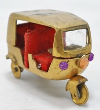Vintage Brass Rickshaw Tuk Figurine Original Old Hand Crafted