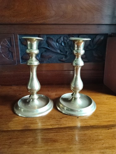 Antique pair solid brass - of,