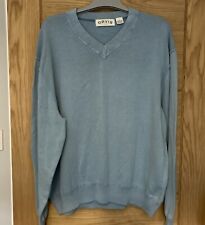 Orvis V Neck Cotton Mens Large Blue Pullover Classic Casual
