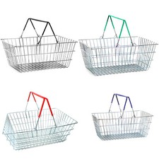 2 Handle Black Wire Shopping Basket Retail Supermarket Use Hand Carry Mesh 