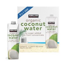 Kirkland Signature Organic Coconut Water 9x1L No Added Sugar Hydration Drink