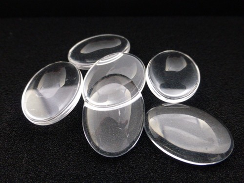 Clear glass oval - oval, domed