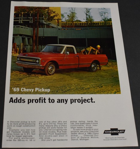 1969 print chevrolet pickup - ad,