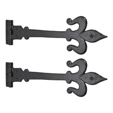 Old Hill Ironworks Black Cast Iron  Fleur de Lys Shed Gate Tee Hinges and Fronts