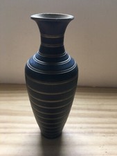 1980s strength resilience unity of Family Brass Vase w/ Brown & Gold Striped