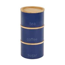 Stacking Metal Canisters Tea Coffee and Sugar Space Saving Stackable M-22