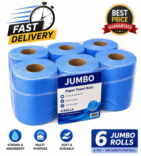 Jumbo blue paper towel - 6, rolls