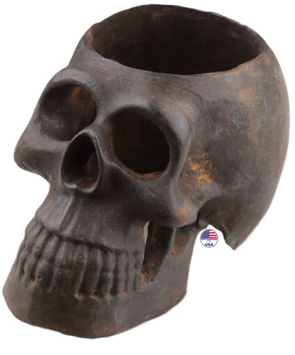Skull head vase bottle big - or,