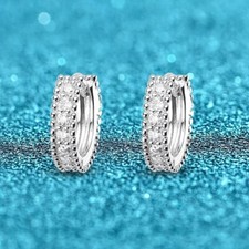 0.14ct Hoop Earrings White Gold Diamond Test Pass Lab-Created VVS1/D/Excellent
