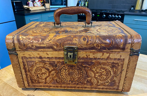 Vintage hand tooled leather - hand,