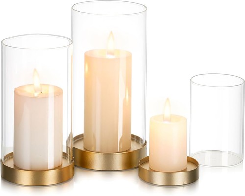Glasseam gold hurricane candle - gold,