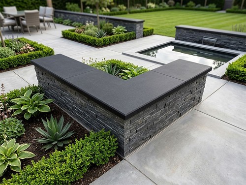 Corner black basalt wall - corner,