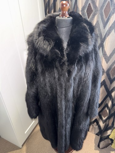 Black dyed blue fox - dyed, coat