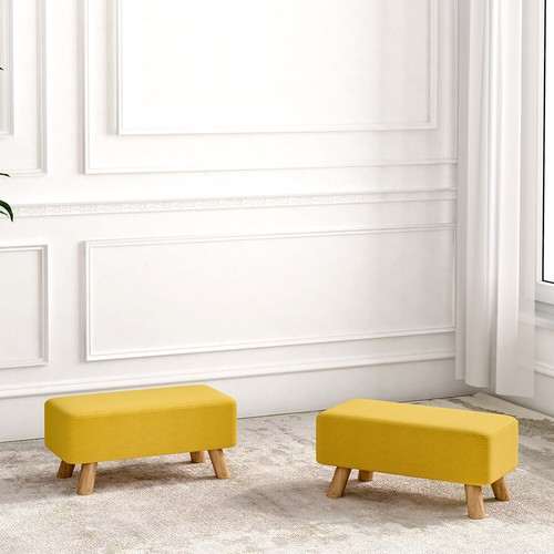 Linen fabric footstool - linen, foot