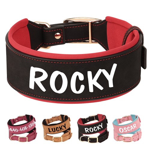 Wide leather personalised dog - personalised,