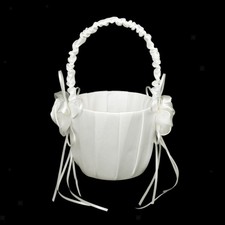 Flower Basket Wedding Flower Girl Satin Basket  Rose Bud Decal