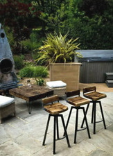 Handmade Personalised Stools Kitchen UK Steel Solid Oak Elm Live Stool Backrest