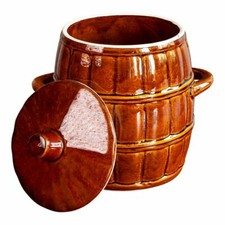 Stoneware Barrel Crock Pot