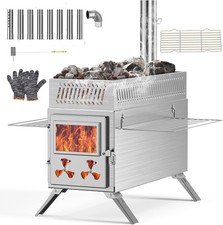 SLSY Sauna Hot Tent Stove Rocket Camping Folding Wood Burning Stove With 8 Pipes