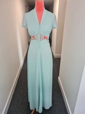 Jarlo Mint Green Maxi Long Short Sleeved Lace Waist Button Front Dress SzXS