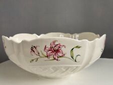 Vintage Belleek China Bowl Country Trellis Pink Lily large Irish Porcelain