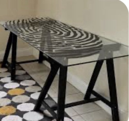 Ikea trestle glass - ikea, table