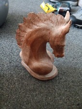 Wooden Horse Head Sculpture Hand Carved