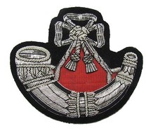 Badge Light Infantry Embroidered Bullion Blazer Badge Silver Army Military R1671