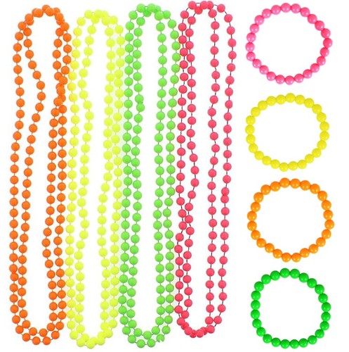 Neon bead necklace bracelet - neon,