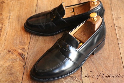 Barker black leather penny - black,