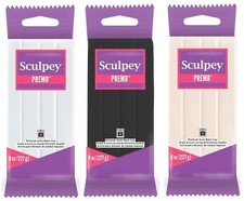 **CLEARANCE **  Premo Sculpey Polymer  Oven Bake Clay 8 oz Opal,Black,Gray